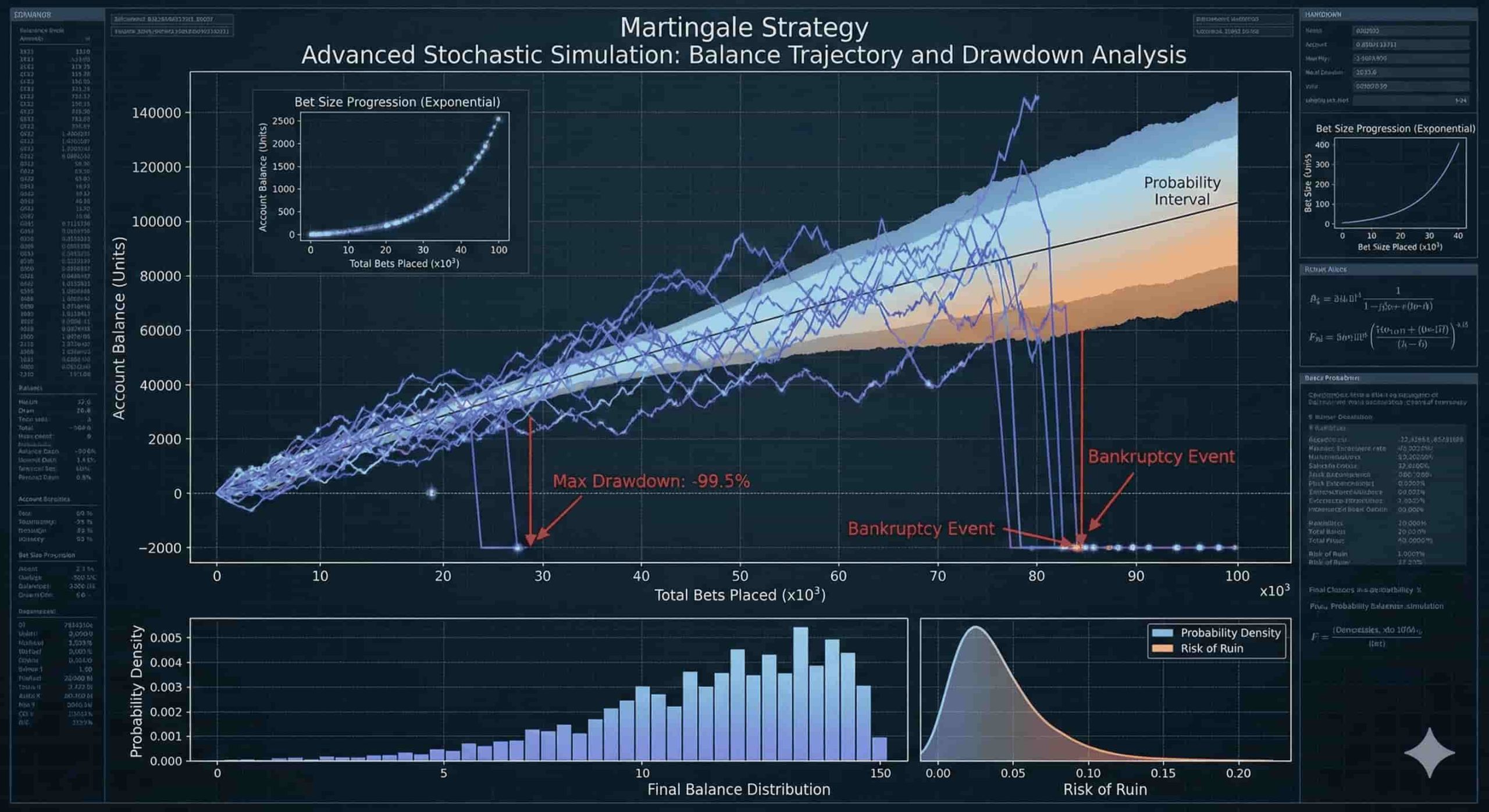 Martingale Stratejisi Risk ve Kazanç Simülasyonu Grafiği - Betmarino Veri Analizi